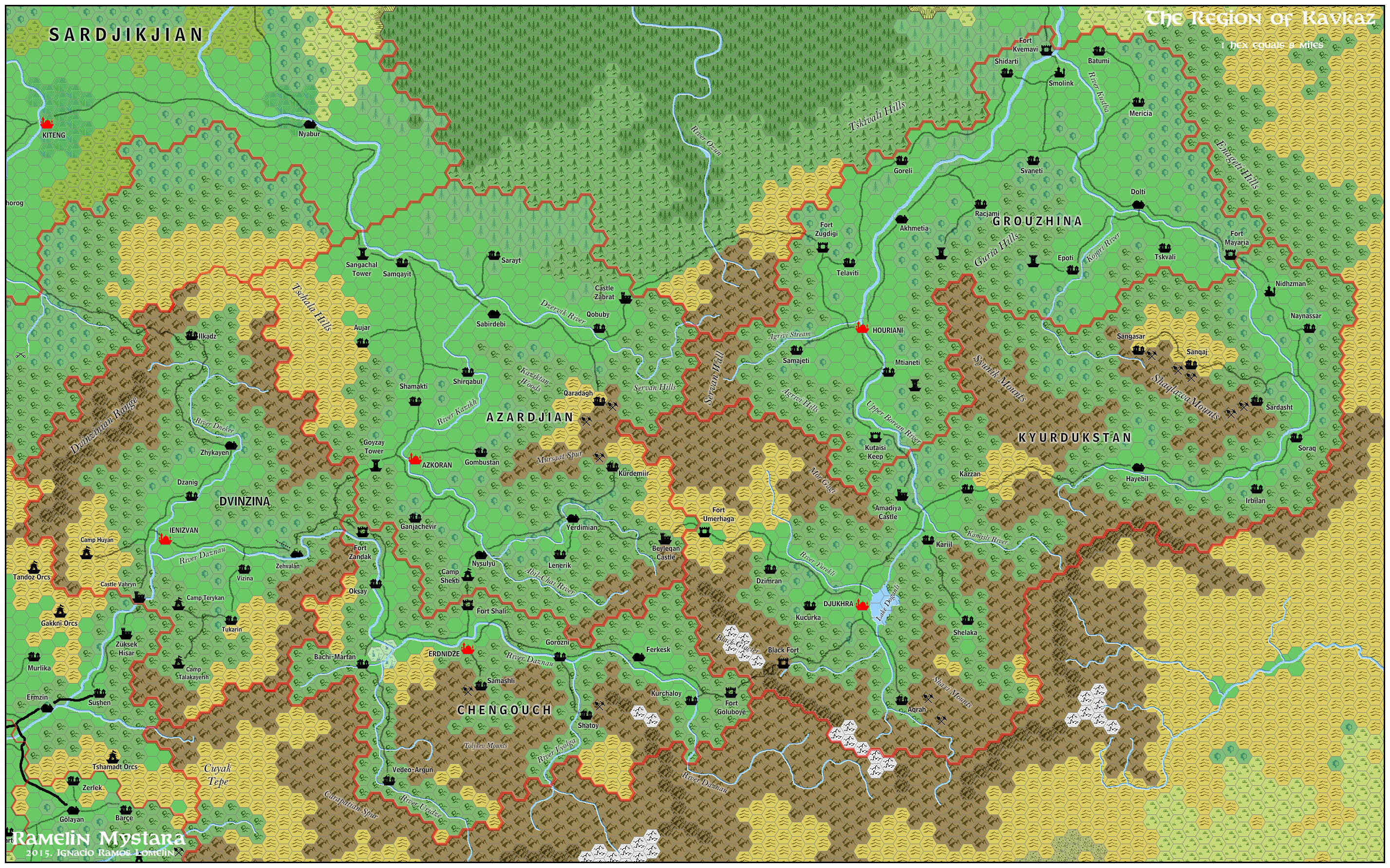 The Region of Kavkaz, 8 miles per hex by Jose Ignacio Ramos Lomelin, January 2016