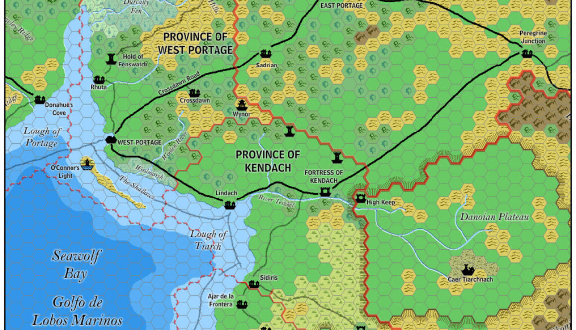 The Provinces of Kendach and West Portage, 8 miles per hex by Jose Ignacio Ramos Lomelin, January 2016