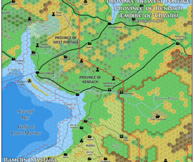 The Provinces of Kendach and West Portage, 8 miles per hex by Jose Ignacio Ramos Lomelin, January 2016