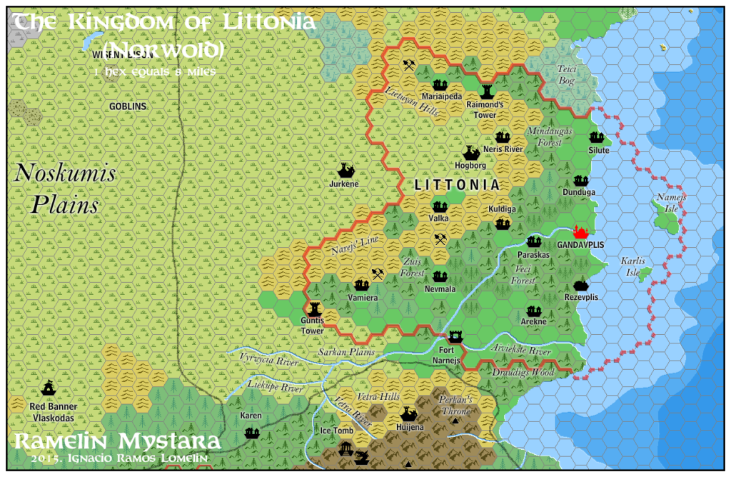 Kingdom of Littonia, 8 miles per hex by Jose Ignacio Ramos Lomelin, January 2016