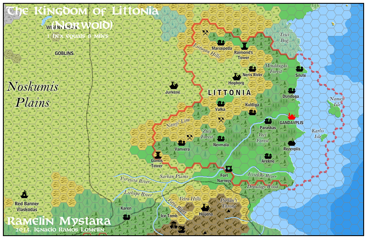 Kingdom of Littonia, 8 miles per hex by Jose Ignacio Ramos Lomelin, January 2016
