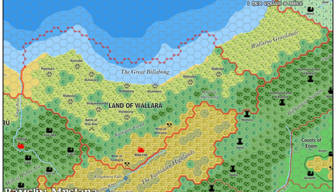 The Land of Wallara, 8 miles per hex by Jose Ignacio Ramos Lomelin, February 2016