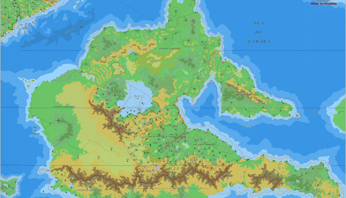 The Island of Bellissaria, 8 miles per hex by Jose Ignacio Ramos Lomelin, March 2017 (version 2)