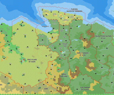 Eseri, Alol, Ka, and other nations of the Silver Coast, 8 miles per hex by Jose Ignacio Ramos Lomelin, May 2017 (version 2)