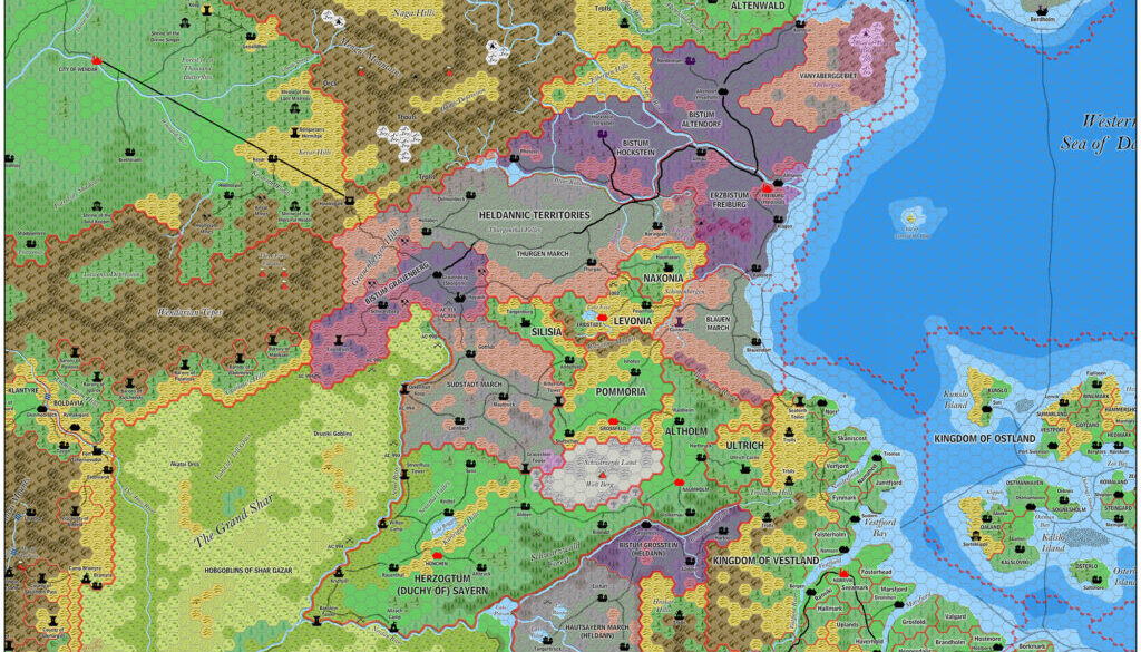 The Heldannic Reich, 8 miles per hex by Jose Ignacio Ramos Lomelin, June 2016 (version 3)