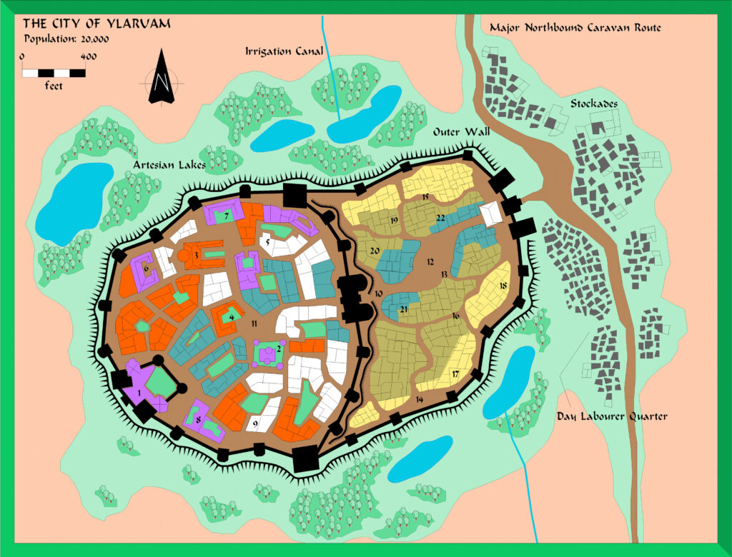 The City of Ylaruam by Alan Derek Jones, November 2001, exported in high resolution by Thorfinn Tait, April 2025