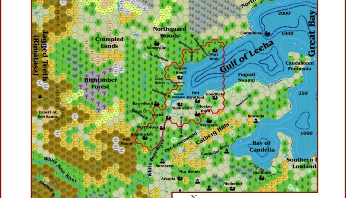 Leehashire and the Western Bay Area, 8 miles per hex by JTR, March 2011